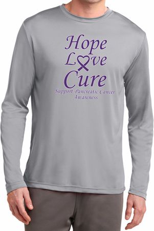 Pancreatic Cancer Tee Hope Love Cure Dry Wicking Long Sleeve