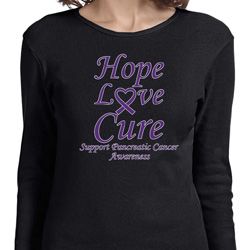 Pancreatic Cancer Tee Hope Love Cure Ladies Long Sleeve Pancreatic Cancer Tee Hope Love Cure Ladies Long Sleeve