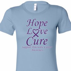 Pancreatic Cancer Tee Hope Love Cure Ladies Longer Length Shirt Pancreatic Cancer Tee Hope Love Cure Ladies Longer Length Shirt