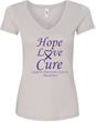 Pancreatic Cancer Tee Hope Love Cure Ladies V-Neck