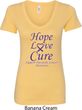 Pancreatic Cancer Tee Hope Love Cure Ladies V-Neck