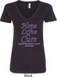 Pancreatic Cancer Tee Hope Love Cure Ladies V-Neck