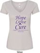Pancreatic Cancer Tee Hope Love Cure Ladies V-Neck