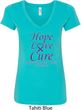 Pancreatic Cancer Tee Hope Love Cure Ladies V-Neck