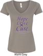 Pancreatic Cancer Tee Hope Love Cure Ladies V-Neck