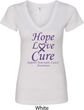 Pancreatic Cancer Tee Hope Love Cure Ladies V-Neck