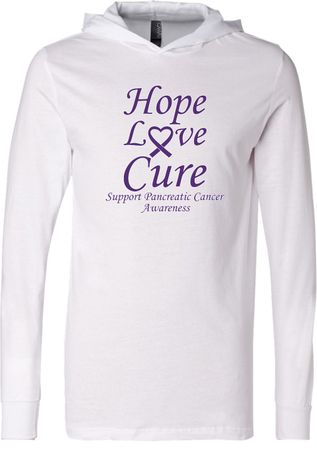 Pancreatic Cancer Tee Hope Love Cure Lightweight Hoodie