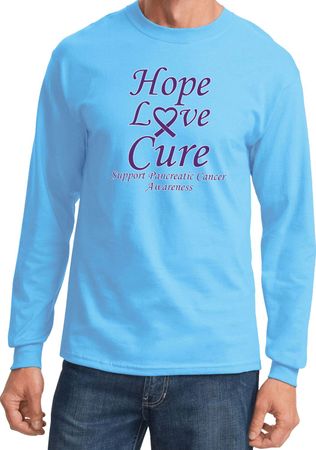 Pancreatic Cancer Tee Hope Love Cure Long Sleeve