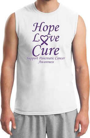 Pancreatic Cancer Tee Hope Love Cure Muscle Shirt