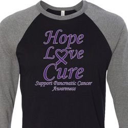 Pancreatic Cancer Tee Hope Love Cure Raglan Shirt Pancreatic Cancer Tee Hope Love Cure Raglan Shirt
