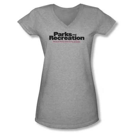 Parks And Recreation Shirt Juniors V Neck Logo Athletic Heather T-Shirt