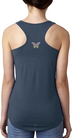 Pastel Butterfly Patch Back Print Ladies Ideal Tank Top