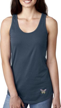 Pastel Butterfly Patch Bottom Print Ladies Ideal Tank Top