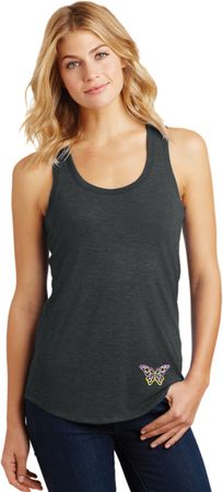 Pastel Butterfly Patch Bottom Print Ladies Racerback