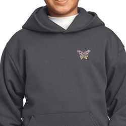 Pastel Butterfly Patch Pocket Print Kids Hoodie