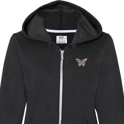 Pastel Butterfly Patch Pocket Print Ladies Full Zip Hoodie