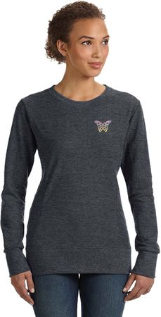 Pastel Butterfly Patch Pocket Print Ladies Sweatshirt