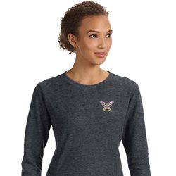 Pastel Butterfly Patch Pocket Print Ladies Sweatshirt