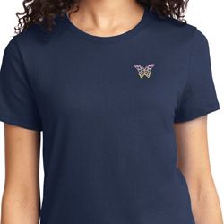 Pastel Butterfly Patch Pocket Print Ladies T-shirt