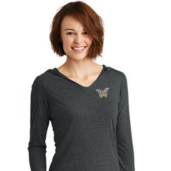 Pastel Butterfly Patch Pocket Print Ladies Tri Hoodie
