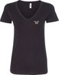 Pastel Butterfly Patch Pocket Print Ladies V-neck