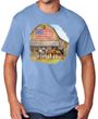 Horses Outside Patriotic Flag Barn Adult T-shirt - Light Blue