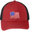 Patriotic Waving US Flag Patch Trucker Mesh-Back Adult Hat