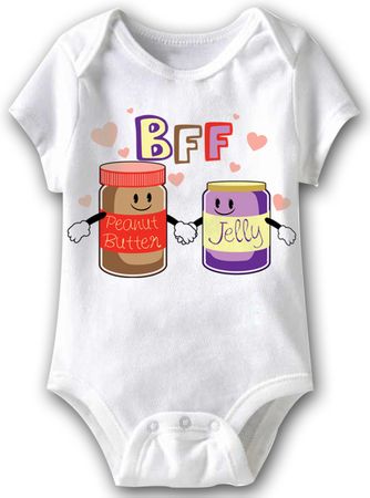 PB and J Funny Baby Romper White Infant Babies Creeper