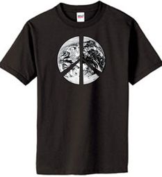 PEACE EARTH Sign Symbol 100% Organic Cotton Adult T-shirt - Black