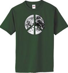 PEACE EARTH Sign Symbol 100% Organic Cotton Adult T-shirt - City Green