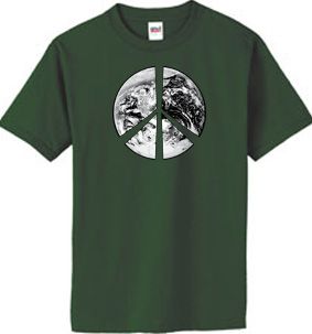 PEACE EARTH Sign Symbol 100% Organic Cotton Adult T-shirt - City Green
