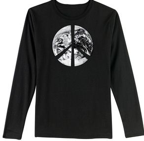 PEACE EARTH Sign Symbol Ladies Long Sleeve T-shirt - Black