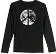 PEACE EARTH Sign Symbol Ladies Long Sleeve T-shirt - Black
