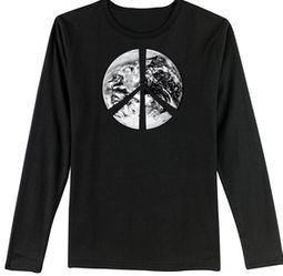PEACE EARTH Sign Symbol Ladies Long Sleeve T-shirt - Black