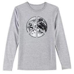 PEACE EARTH Sign Symbol Ladies Long Sleeve T-shirt - Heather Grey