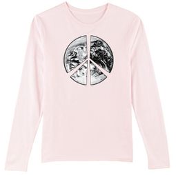 PEACE EARTH Sign Symbol Ladies Long Sleeve T-shirt - Pale Pink