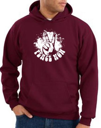 Peace Hoodie Peace Now Retro Hoody Maroon