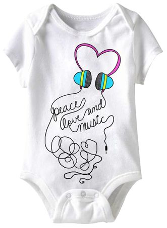 Peace Love And Music Funny Baby Romper White Infant Babies Creeper