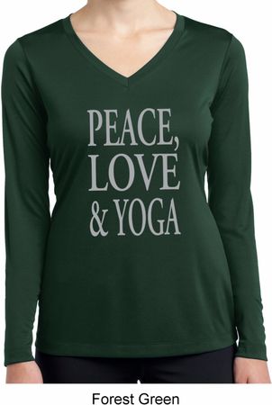 Peace Love & Yoga Ladies Dry Wicking Long Sleeve Shirt