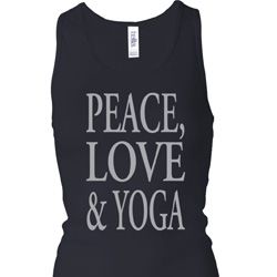 Peace Love & Yoga Ladies Longer Length Racerback Tank Top Peace Love & Yoga Ladies Longer Length Racerback Tank Top