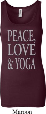 Peace Love & Yoga Ladies Longer Length Tank Top