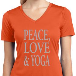 Peace Love & Yoga Ladies Moisture Wicking V-neck Shirt Peace Love & Yoga Ladies Moisture Wicking V-neck Shirt