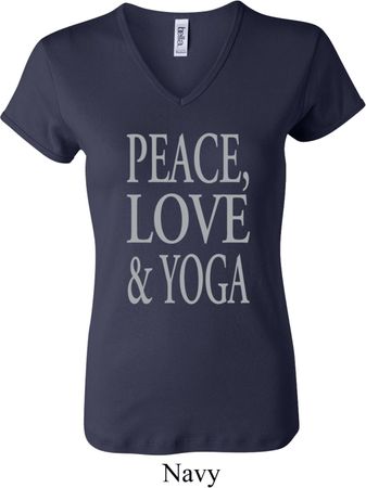 Peace Love & Yoga Ladies V-neck Shirt