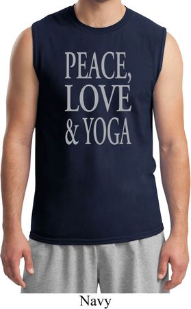 Peace Love & Yoga Mens Muscle Shirt