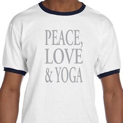 Peace Love & Yoga Mens Ringer Shirt Peace Love & Yoga Mens Ringer Shirt