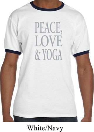 Peace Love & Yoga Mens Ringer Shirt