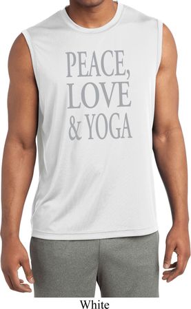 Peace Love & Yoga Mens Sleeveless Moisture Wicking Shirt