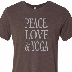 Peace Love & Yoga Mens Tri Blend Crewneck Shirt Peace Love & Yoga Mens Tri Blend Crewneck Shirt
