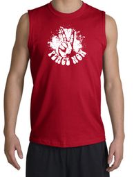 Peace Now Retro Vintage Classic Style Adult Muscle Shirt Shooter - Red