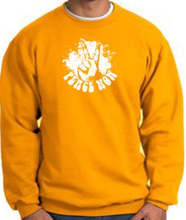 Peace Now Retro Vintage Classic Style Adult Sweatshirt - Gold